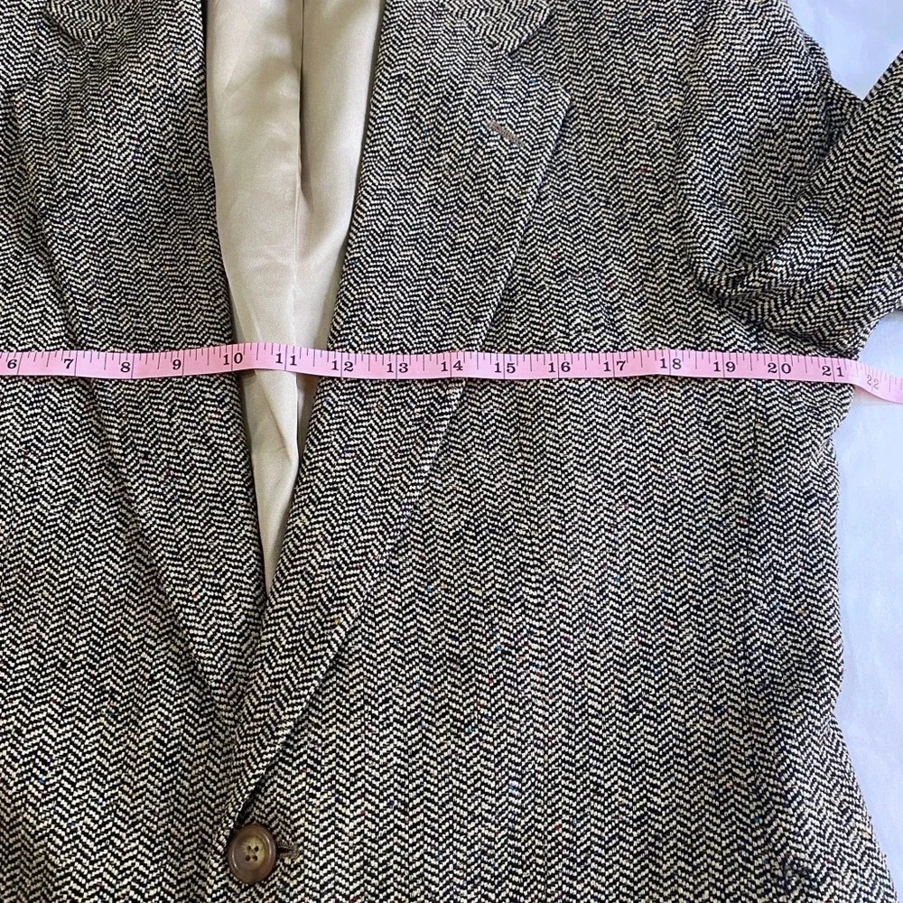 VINTAGE‎ Union Made Polo University Club Black/Tan Herringbone Tweed Blazer 42